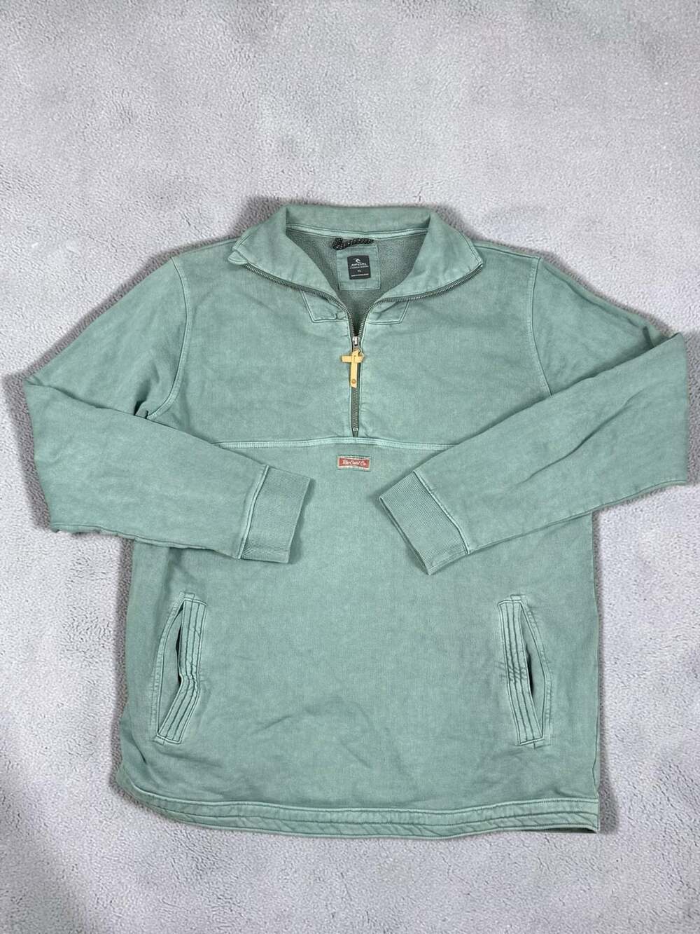 Rip Curl Saltwater Culture 1/4 Zip Pullover Sweatshirt Green Men's Size XL